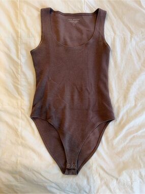 Good American Mauve Ribbed Tank Bodysuit
